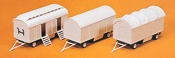 Modern Circus Wagon Set - Plastic Kits -- Equipment Carriers pkg(3) - Undecorated