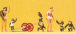 Circus Figures -- Girls w/Monkeys