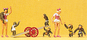 Circus Figures -- Girls w/Monkeys