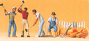 Circus Workers -- Stake Driving Gang & Seated Wagon/Truck Driver