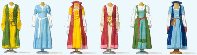 Medieval Women's Clothing on Dress Stands -- pkg(6)