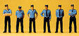 Police -- French Officers Wearing Blue Summer Uniforms