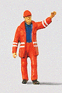 Individual Figure - Railway Personel -- Modern Switchman w/Safety Uniform - Raised Arm