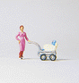 Individual Figure - Pedestrians -- Woman w/Baby Carriage