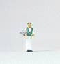 Individual Figure - Working People -- Waiter with Serving Tray (White Uniform, Green Vest)