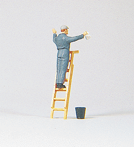 Individual Figure - Railroad Personnel -- Passenger Car Window Washer w/Ladder