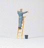 Individual Figure - Railroad Personnel -- Passenger Car Window Washer w/Ladder