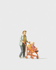 Individual Figures Pedestrians -- Woman Pushing Child in Stroller