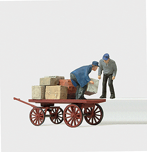 Dock Workers w/Cart -- 2 Workers & Cart w/Packages