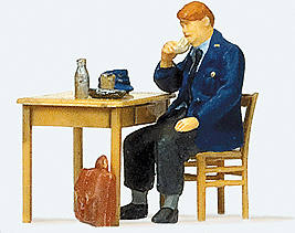 Individual Figure -- German Railway Man Eating Breakfast