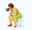 Sitting Girl Blowing Bubble Gum