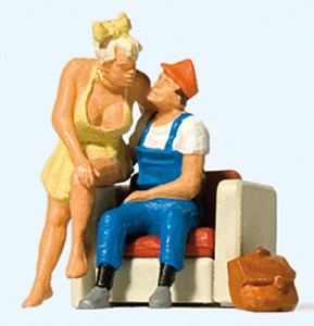 Home From a Busy Workday -- 2 Figures & Chair