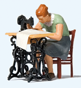 Woman at Sewing Machine -- Figure, Chair & Sewing Machine