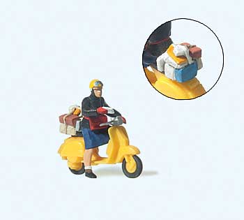 Post Woman - Mail Carrier on Scooter Individual Figure