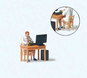 Home Office Individual Figure -- With Chair, Desk and Computer