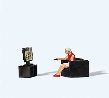 In Front of the TV -- Seated Figure, Chair, TV on Stand