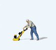 Waxing the Floor - Individual Figure -- Man with Floor Waxer