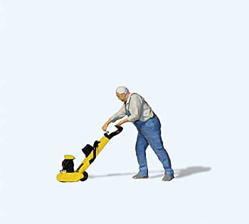 Waxing the Floor - Individual Figure -- Man with Floor Waxer