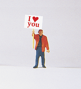 Individual Figure - Pedestrian -- Man w/I Love You Signboard