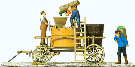 Wine Wagon Standing w/Vat & Grape Press Details