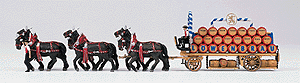 Horse-Drawn Wagon -- Beer Wagon w/Horses Lowenbrau