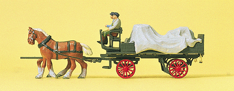 Farm Equipment -- Horse-Drawn Wagon w/Tarp & 2 Figures