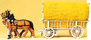 Horse-Drawn Wagon -- Hay Wagon w/Driver & Load