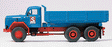 Construction - Dump Truck -- Magirus F 200 D 26 AK 6x6 w/3-Way Dumpbed Schmitt (blue, red)