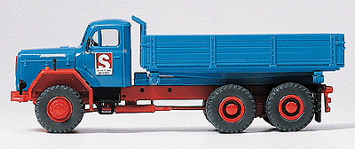 Construction - Dump Truck -- Magirus F 200 D 26 AK 6x6 w/3-Way Dumpbed Schmitt (blue, red)