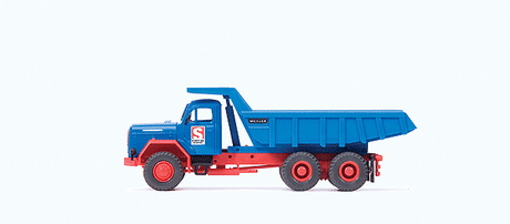 Magirus F 230 D 22 AK Dump Truck - Kit (Plastic) -- Schwitt-Bau Neustadt (blue, red, German Lettering)