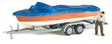 Motorboat w/Cover on Trailer