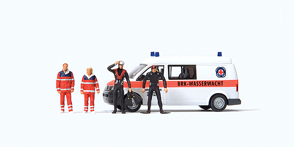 Emergency Volkswagen T 5 Van - Assembled -- With 2 EMT & 2 Divers Neustadt Water Rescue Team (white, orange)