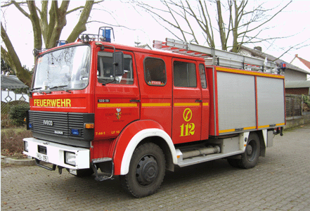 Iveco Magirus MK 120-19 LF 16 Fire Squad Tender - Assembled -- Fire Department (red, white, yellow, silver, German Lettering)