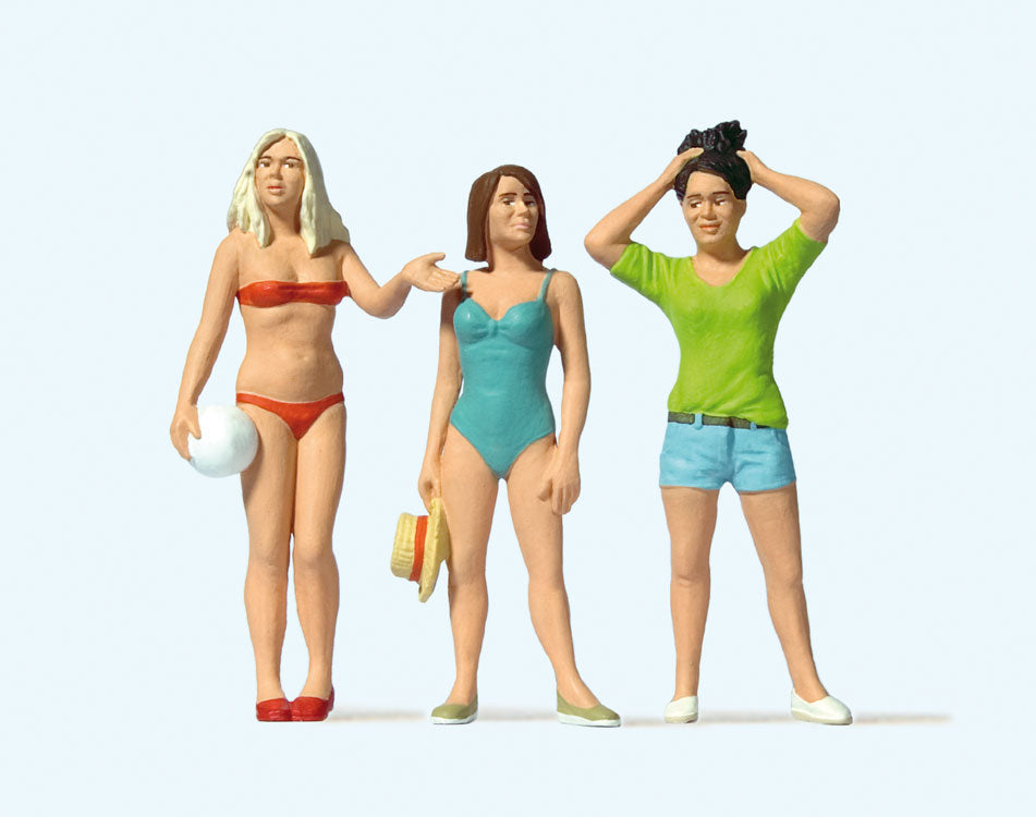 Leisure in the Garden -- 2 Women in Bathing Suits & 1 in Shorts