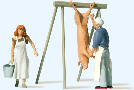 Slaughtering at the Farm -- 2 figures, Pig and Stand-1