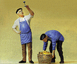 Wine Makers -- Standing w/Glass & Bending w/Basket