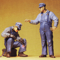People Working -- US Track Workers (welder & helper, steam-era)