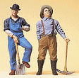 Railroad Workers - 1900s (Painted Figure Set) -- Standing Laborers w/Spade & Pick-Axe