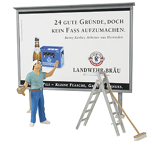 Working People -- Worker On Ladder, Putting Up Poster, Accessories