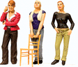 Pedestrians -- Three Young Ladies,pkg(3)
