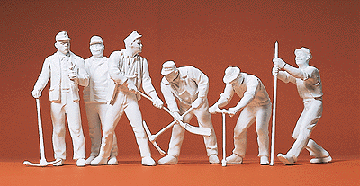 Unpainted Figures -- Railroad Track Crew (Unpainted) pkg(6)