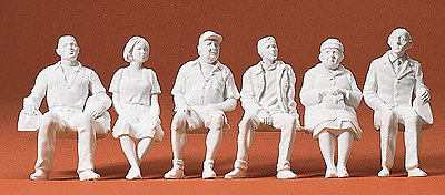 Unpainted Figures -- Seated Persons (4 male, 2 female)