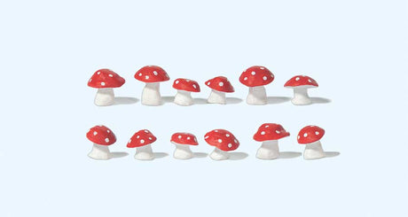 Toadstool Mushrooms -- Red-White Caps pkg(12)