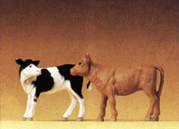 Domestic Animal Figures, 1/24 - 1/25 Scale -- Pair of Standing Calves
