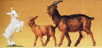 Domestic Animal Figures, 1/24 - 1/25 Scale -- Mother Goat w/Two Kids