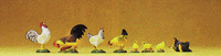 Domestic Animal Figures, 1/24 - 1/25 Scale -- Assorted Chickens