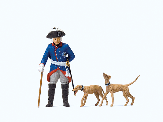 Elastolin Friederich II of Prussia -- With 2 Whippet Dogs