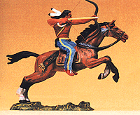 Wild West Figures - Native Americans: 1:25 -- Mounted Indian Warrior, Shooting Bow Forward