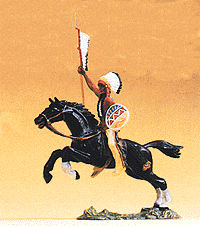 Wild West Figures - Native Americans: 1:25 -- Mounted Indian Chief Carrying Spear & Shield