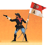 United States Cavalry: 1:25 -- Standing Trooper, Holding Guidon & Shooting Pistol